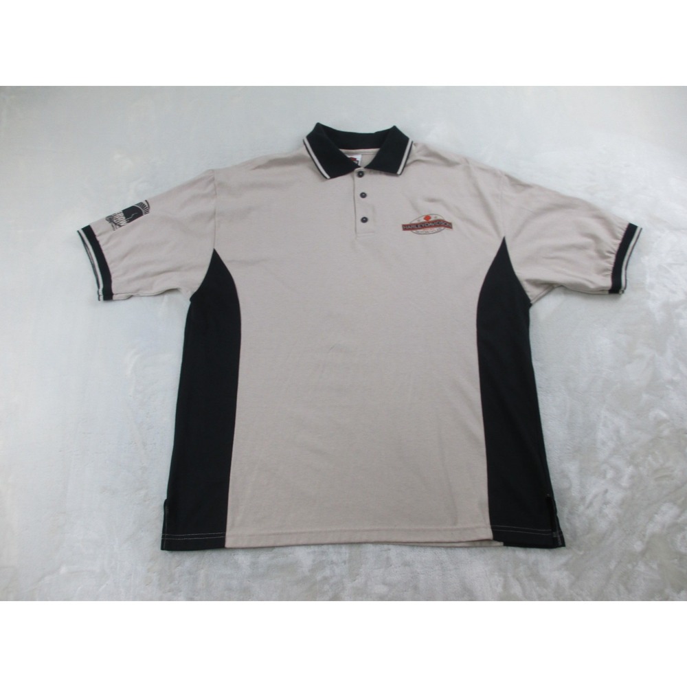 VINTAGE Harley Davidson Polo Shirt Mens Extra Large Brown Colorblock Biker*